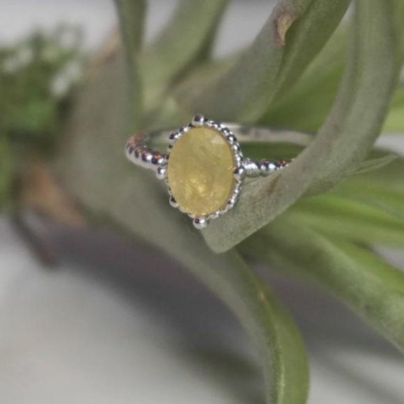 Untreated Raw Yellow Sapphire Sterling Silver Ring - Picture 2 of 8